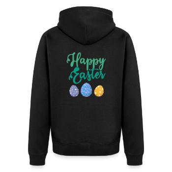 Happy Easter Funny Easter Rabbit Easter Eggs - Unisex Premium Organic Zip Hoodie - black - Back - Nico (187cm)