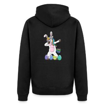 Dabbing Unicorn Easter Rabbit Dab Dance Easter Egg - Unisex Premium Bio Zip Hoodie - Schwarz - Hinten - Nico (187cm)