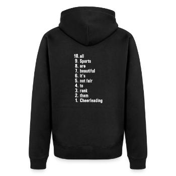 Lustige Sportler Sprüche Cheerleading Geschenk - Unisex Premium Bio Zip Hoodie - Schwarz - Hinten - Nico (187cm)
