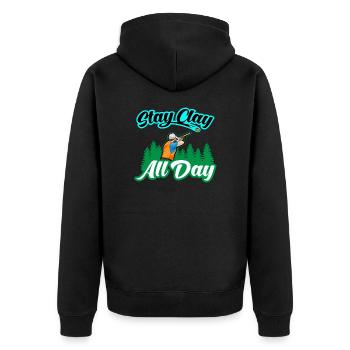 funny clay shooting skeet shooter gift - Unisex Premium Organic Zip Hoodie - black - Back - Nico (187cm)