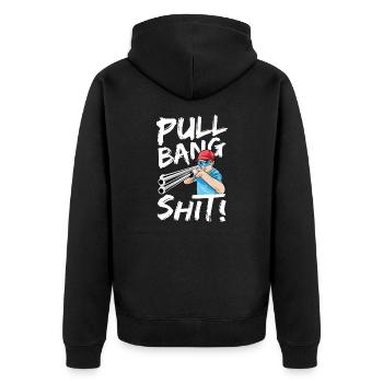 shooting sports clay skeet shooter gift idea - Unisex Premium Organic Zip Hoodie - black - Back - Nico (187cm)