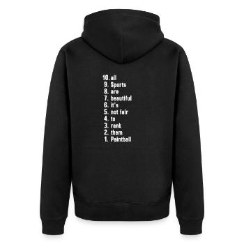 Lustige Sportler Sprüche Paintball Geschenk - Unisex Premium Bio Zip Hoodie - Schwarz - Hinten - Nico (187cm)
