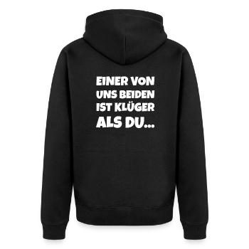 einer von uns sarkastische sprüche humor geschenk - Unisex Premium Bio Zip Hoodie - Schwarz - Hinten - Nico (187cm)