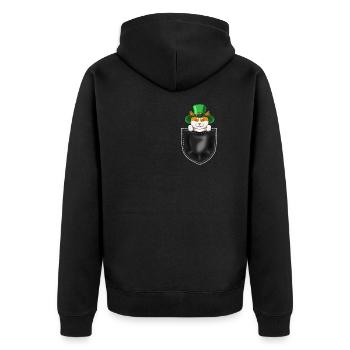 Funny Cats Cadeau de fête de la Saint-Patrick - Veste à capuche bio Premium Unisexe - noir - Dos - Nico (187cm)