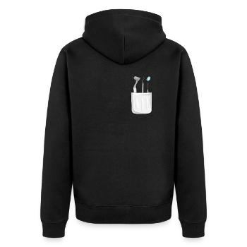 T-shirt dentiste avec dentisterie de poche thoracique - Veste à capuche bio Premium Unisexe - noir - Dos - Nico (187cm)