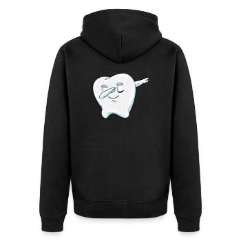 Dabbender Zahn Milchzahn Zahnarzt Geschenk - Unisex Premium Bio Zip Hoodie - Schwarz - Hinten - Nico (187cm)