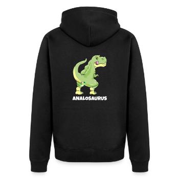 Analosaurus T-Rex Pervers Lgbtq Sprüche Geschenk - Unisex Premium Bio Zip Hoodie - Schwarz - Hinten - Nico (187cm)