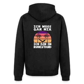 Rentner Sprüche Ruhestand Rente Geschenkidee - Unisex Premium Bio Zip Hoodie - Schwarz - Hinten - Nico (187cm)