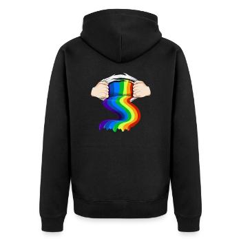 Lgbt Lgbtq Gay Lesbienne Arc-en-ciel - Veste à capuche bio Premium Unisexe - noir - Dos - Nico (187cm)