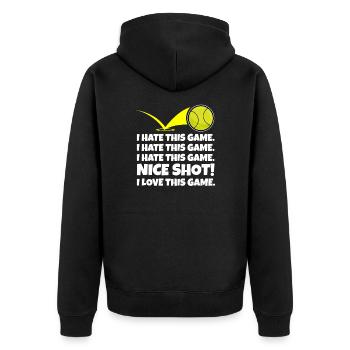 Tennis Lover Quotes Funny Racket Sports Gift - Unisex Premium Organic Zip Hoodie - black - Back - Nico (187cm)