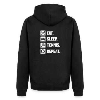 Racket Sports Apparel Tennis Player Gift Idea - Unisex Premium Organic Zip Hoodie - black - Back - Nico (187cm)