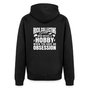 Geologen Sprüche Rock Collecting Steine - Unisex Premium Bio Zip Hoodie - Schwarz - Hinten - Nico (187cm)