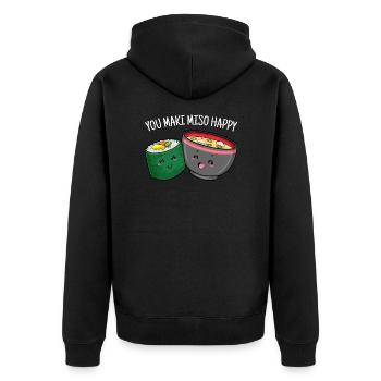 You Maki Miso Happy Sushi Japan Ramen - Unisex Premium Bio Zip Hoodie - Schwarz - Hinten - Nico (187cm)