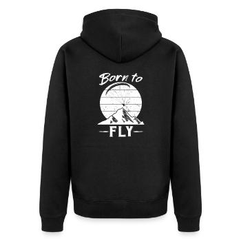 Gleitschirm Pilot Gleitschirmflieger - Unisex Premium Bio Zip Hoodie - Schwarz - Hinten - Nico (187cm)