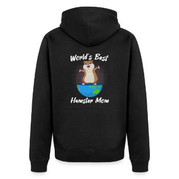 Hamster Haustier Sprüche Meerschweinchen - Unisex Premium Bio Zip Hoodie - Schwarz - Hinten - Nico (187cm)