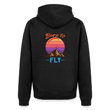 Funny Paragliding Pilot Gift Idea - Unisex Premium Organic Zip Hoodie - black - Back - Nico (187cm)