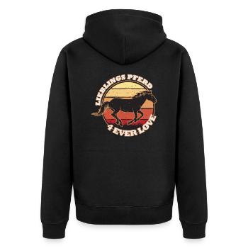 LIEBLINGSPFERD 4 EVER LOVE I REITEN - Unisex Premium Bio Zip Hoodie - Schwarz - Hinten - Nico (187cm)