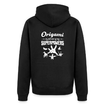 Origami Kranich Schwan Polygon Papier Falten - Unisex Premium Bio Zip Hoodie - Schwarz - Hinten - Nico (187cm)