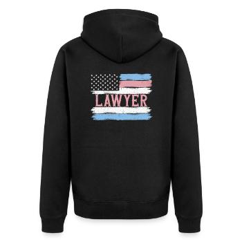 US Pride Legal Officer Judgement Gift Idea - Unisex Premium Organic Zip Hoodie - black - Back - Nico (187cm)