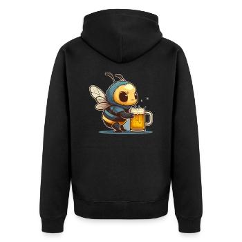 Cool bee drinks a glass of beer - Unisex Premium Organic Zip Hoodie - black - Back - Nico (187cm)