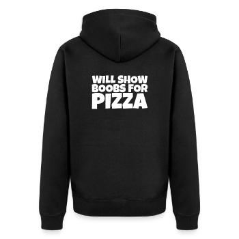 Adult Humor Sarcastic Funny Pizza Lover Gift - Unisex Premium Bio Zip Hoodie - Schwarz - Hinten - Nico (187cm)