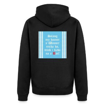 Solange mir keiner das Wasser reichen kann Bier - Unisex Premium Bio Zip Hoodie - Schwarz - Hinten - Nico (187cm)