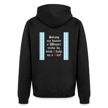 Solange mir keiner das Wasser reichen kann Bier - Unisex Premium Bio Zip Hoodie - Schwarz - Hinten - Nico (187cm)