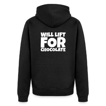 Weightlifter Fitness Forklift Chocolate Lover Gift - Unisex Premium Bio Zip Hoodie - Schwarz - Hinten - Nico (187cm)