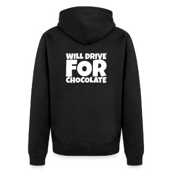 Taxi Bus Driver Chauffeur Chocolate Lover Gift - Unisex Premium Bio Zip Hoodie - Schwarz - Hinten - Nico (187cm)
