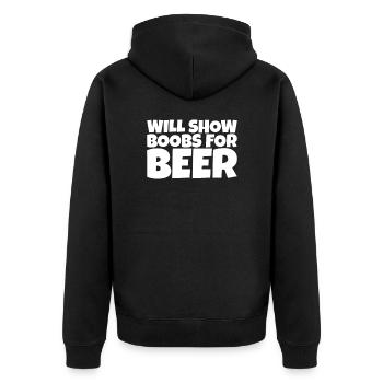 Adult Humor Sarcastic Funny Beer Lover Gift - Unisex Premium Bio Zip Hoodie - Schwarz - Hinten - Nico (187cm)