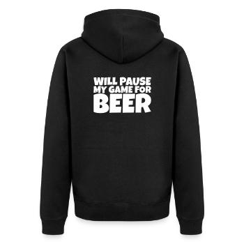 Gamer Gaming Nerd Beer Lover Gift - Unisex Premium Bio Zip Hoodie - Schwarz - Hinten - Nico (187cm)
