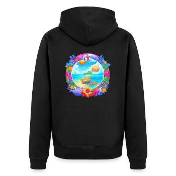 Der Sommer ist wirklich weit weg - Unisex Premium Bio Zip Hoodie - Schwarz - Hinten - Nico (187cm)