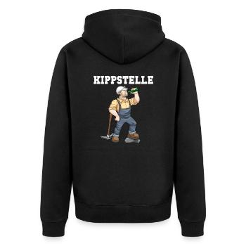 Glück Auf Bergbau Sprüche Biertrinker Geschenk - Unisex Premium Bio Zip Hoodie - Schwarz - Hinten - Nico (187cm)