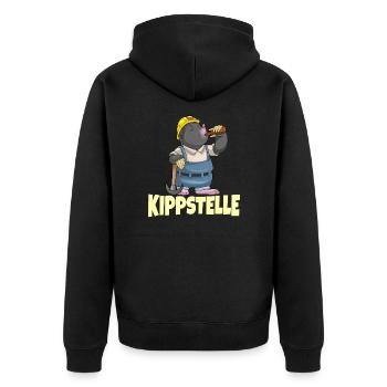 Bier Saufen Bergbau Sprüche Biertrinker Geschenk - Unisex Premium Bio Zip Hoodie - Schwarz - Hinten - Nico (187cm)