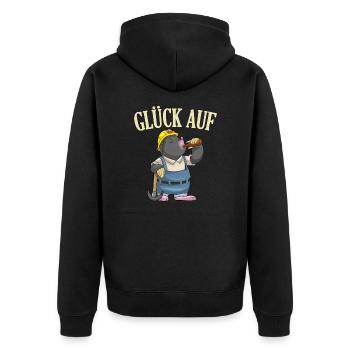 Bier Liebhaber Bergbau Sprüche Bergmann Geschenk - Unisex Premium Bio Zip Hoodie - Schwarz - Hinten - Nico (187cm)