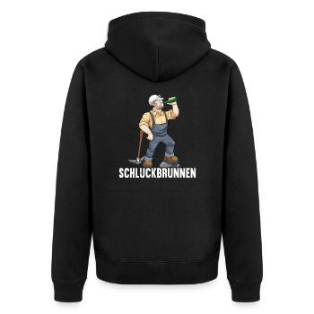 Lustige Bergbau Sprüche Biertrinker Geschenk - Unisex Premium Bio Zip Hoodie - Schwarz - Hinten - Nico (187cm)