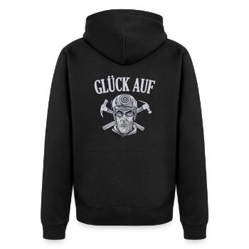 Kohlbergbau Bergarbeiter Glück Auf Geschenkidee - Unisex Premium Bio Zip Hoodie - Schwarz - Hinten - Nico (187cm)