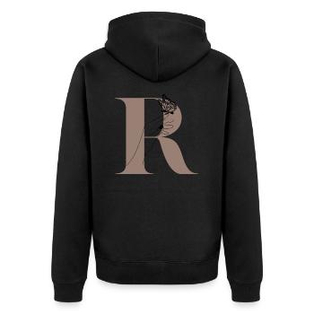 Letter R Magic butterfly - Unisex Premium Organic Zip Hoodie - black - Back - Nico (187cm)