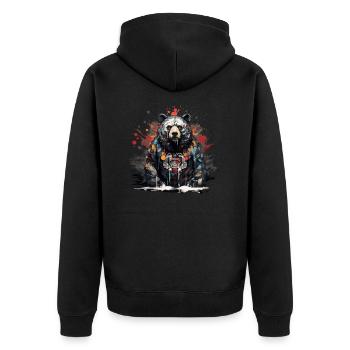 Brüllender Bär. Stärke im Graffiti-Stil. - Unisex Premium Bio Zip Hoodie - Schwarz - Hinten - Nico (187cm)