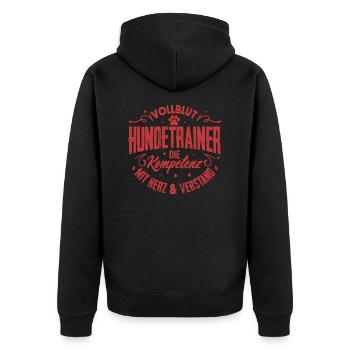 Vollblut Hundetrainer Hundetraining Hundeschule - Unisex Premium Bio Zip Hoodie - Schwarz - Hinten - Nico (187cm)