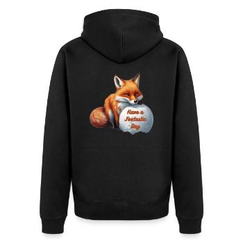 Have a Foxtastic Day - Unisex Premium Organic Zip Hoodie - black - Back - Nico (187cm)