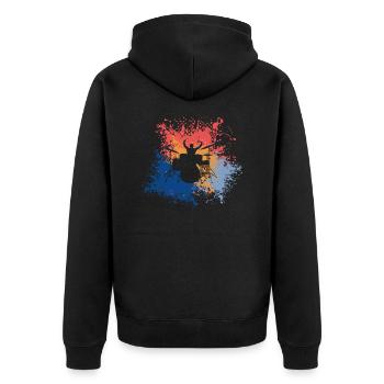 Drummer Vintage - Unisex Premium Organic Zip Hoodie - black - Back - Nico (187cm)