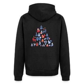 Skandinavisch inspirierter Weihnachtsbaum - Unisex Premium Bio Zip Hoodie - Schwarz - Hinten - Nico (187cm)