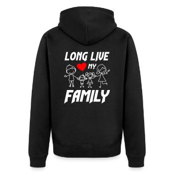 Long Live My Family - Unisex Premium Bio Zip Hoodie - Schwarz - Hinten - Nico (187cm)