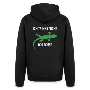 Eidechse Echse Spruch Reptil Party Bier Witz - Unisex Premium Bio Zip Hoodie - Schwarz - Hinten - Nico (187cm)