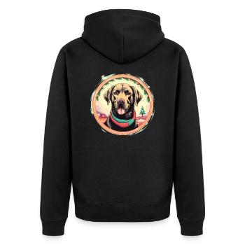 Labrador Retriever Hund Weihnachten, Liebe Hunde - Unisex Premium Bio Zip Hoodie - Schwarz - Hinten - Nico (187cm)