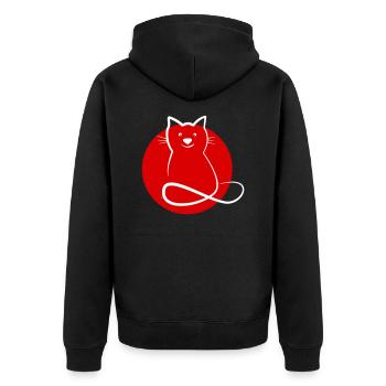 Cat Bo-Grafik - Unisex Premium Bio Zip Hoodie - Schwarz - Hinten - Nico (187cm)
