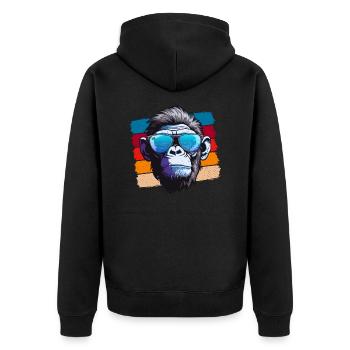 Cool Monkey - Unisex Premium Organic Zip Hoodie - black - Back - Nico (187cm)