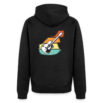 retro guitar musician guitar love icon vintage - Unisex Premium Organic Zip Hoodie - black - Back - Nico (187cm)