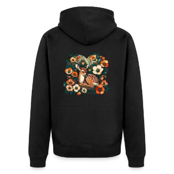 Spring Fawn - Unisex Premium Organic Zip Hoodie - black - Back - Nico (187cm)
